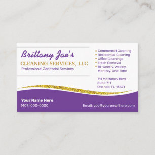 Visite Modèle de carte professionnelle Purple Gold