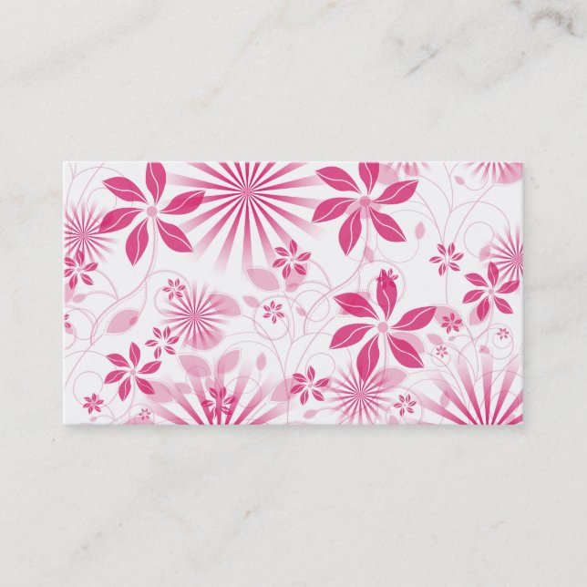 Visite Modèle de la carte de profil rose floral (Devant)