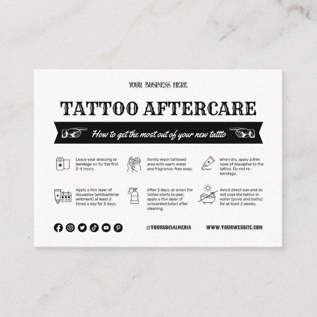 Visite Modèle de la carte postsoins de tatouage noir avec (Devant)
