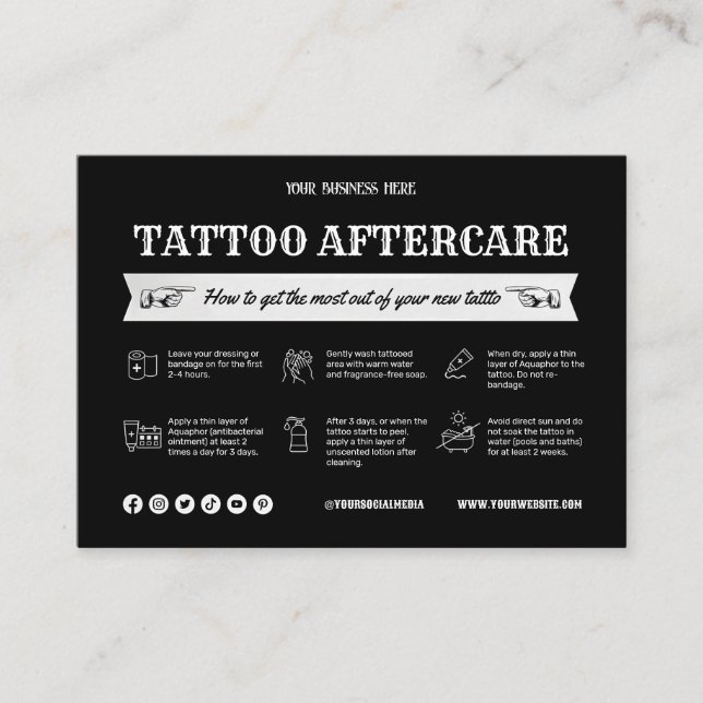 Visite Modèle de la carte postsoins de tatouage noir avec (Devant)