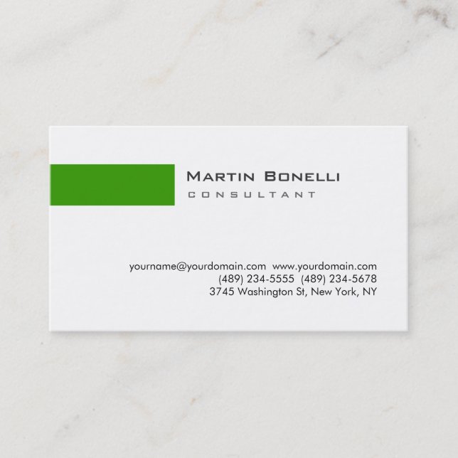 Visite Moderne Blanc Vert Simple Consultant Carte de visi (Devant)