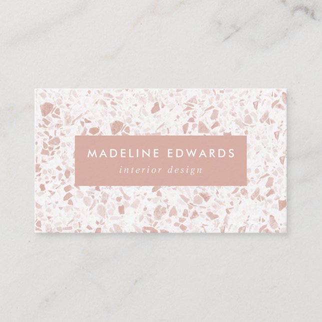 Visite Moderne Désert Blush & White Terrazzo Carte de vis (Devant)