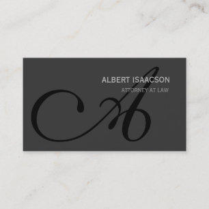 Visite Moderne Gris Simple Noir Monogramme Carte de visit