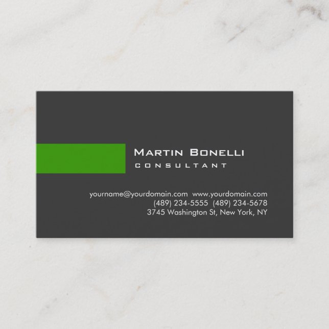 Visite Moderne Gris Vert Simple Consultant Carte de visit (Devant)