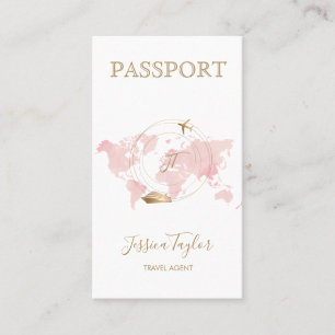 Visite Monogramme Agent de voyage Passport Carte du monde