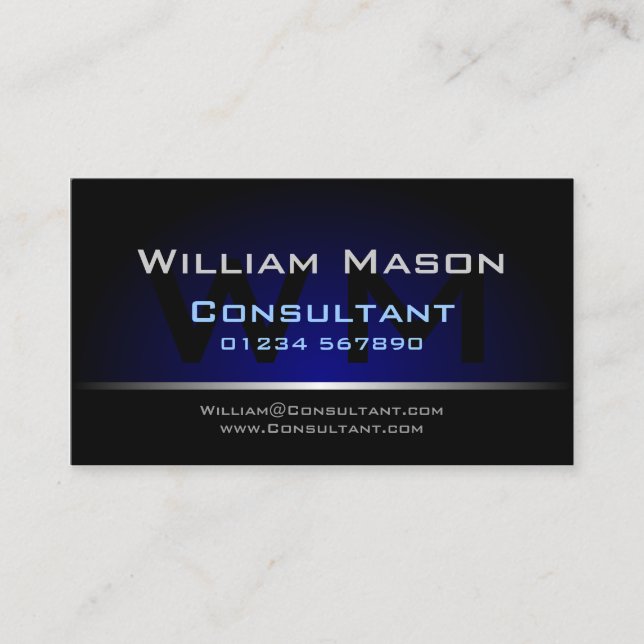 Visite Monogramme bleu noir professionnel - Carte de visi (Devant)