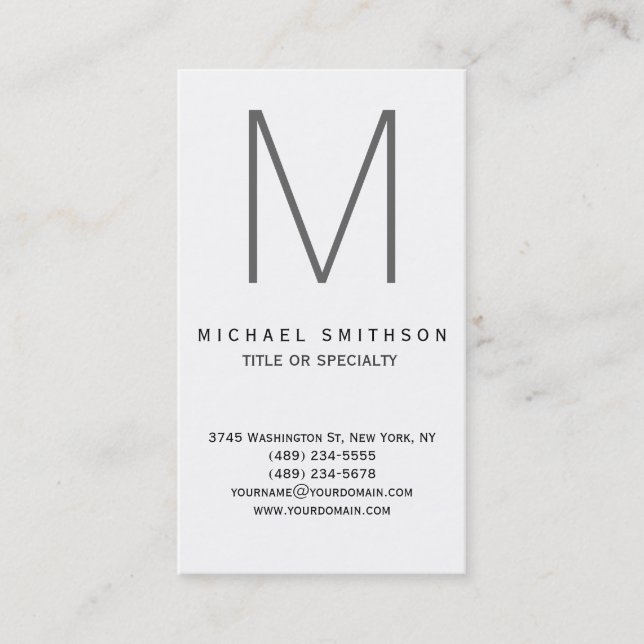 Visite Monogramme chaud tendance gris noir blanc Carte de (Devant)