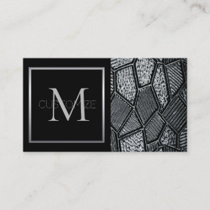 Visite Monogramme en verre de mosaïque gris foncé Carte d