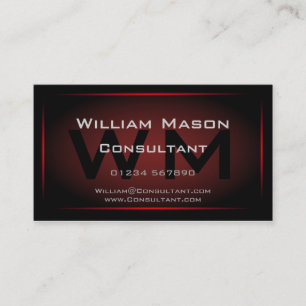 Visite Monogramme encadré noir et rouge - Carte de visit