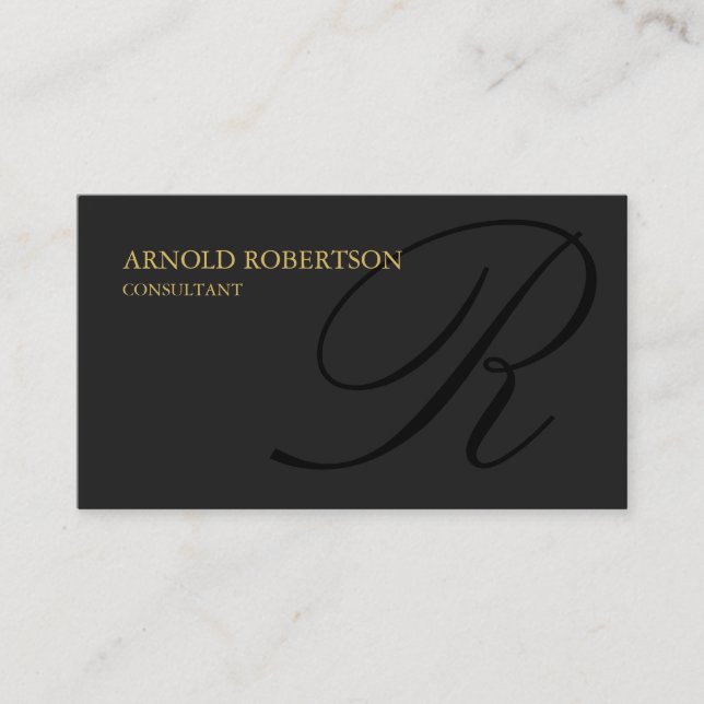 Visite Monogramme Gris Black Gold Consultant Carte de vis (Devant)