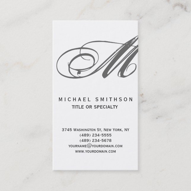 Visite Monogramme gris noir blanc Consultant Carte de vis (Devant)