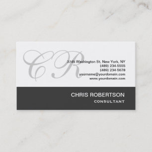 Visite Monogramme gris noir blanc Consultant Carte de vis