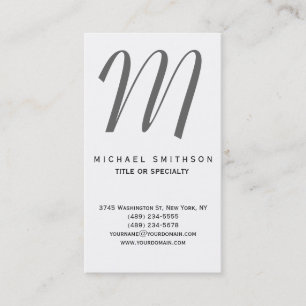 Visite Monogramme gris noir blanc Consultant Carte de vis