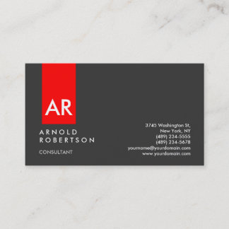 Visite Monogramme Gris Rouge moderne Consultant Carte de 