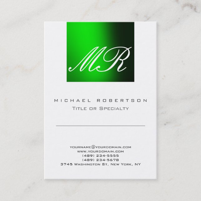 Visite Monogramme moderne vert blanc mignon Carte de visi (Devant)