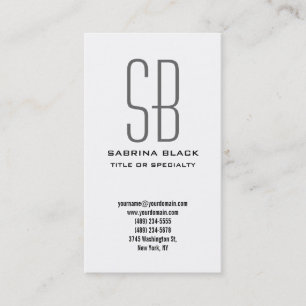 Visite Monogramme Noir Blanc Grey Consultant Carte de vis