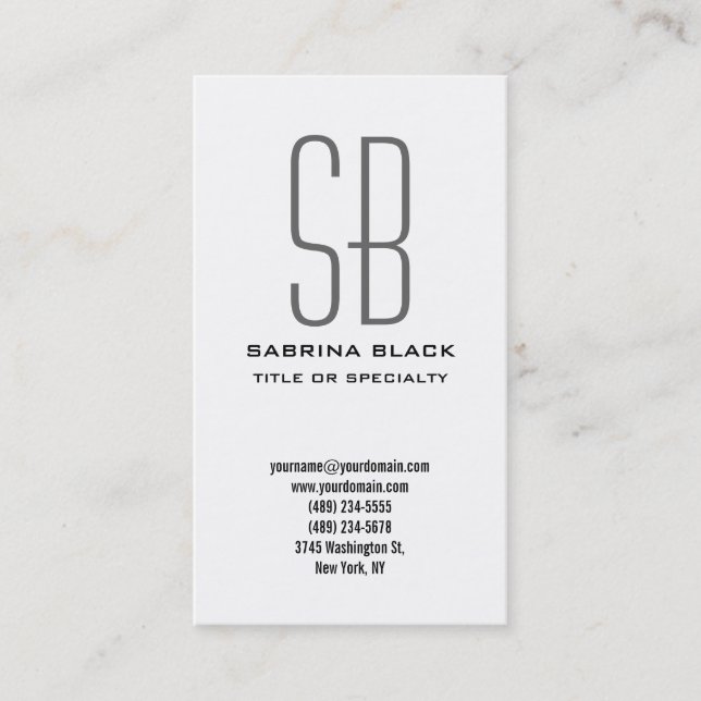 Visite Monogramme Noir Blanc Grey Consultant Carte de vis (Devant)