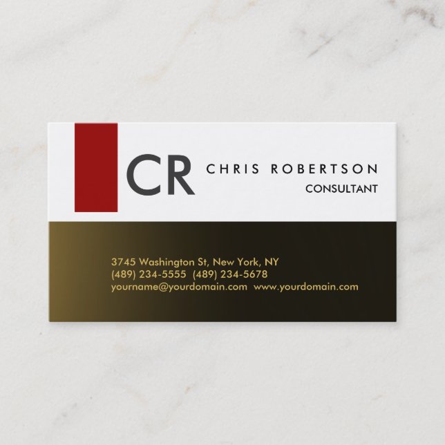 Visite Monogramme noir blanc gris rouge or Carte de visit (Devant)