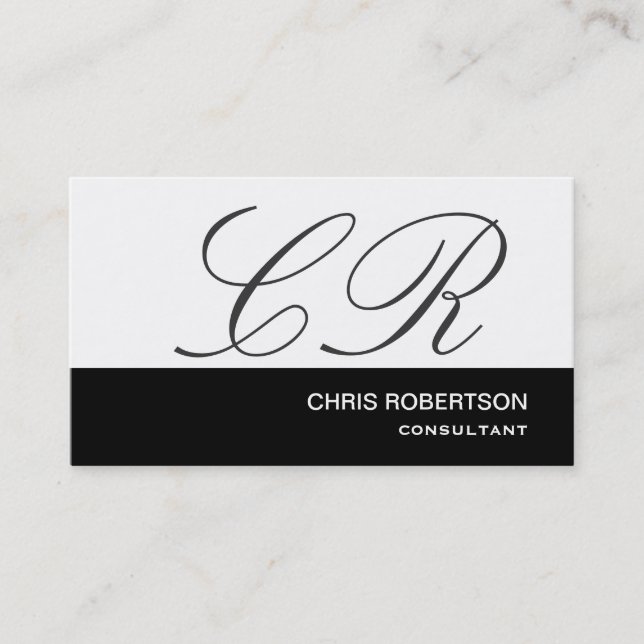 Visite Monogramme noir gris blanc Consultant Carte de vis (Devant)