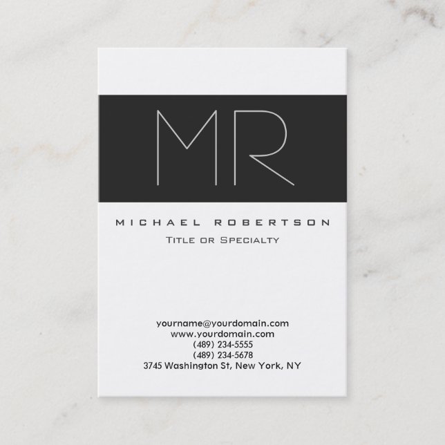 Visite Monogramme professionnel moderne grand Carte de vi (Devant)
