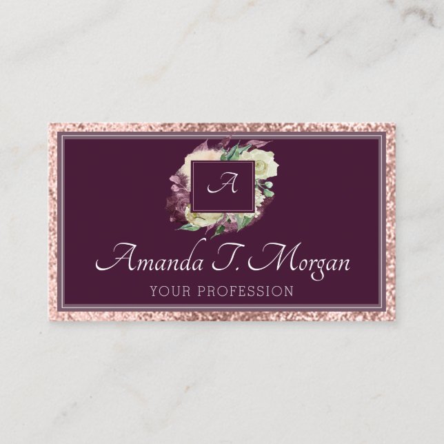 Visite Monogramme Rose de la carte de rendez-vous Marsala (Devant)