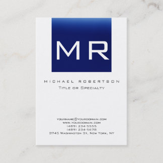 Visite Monogramme tendance Bleu rayé Propre Carte de visi
