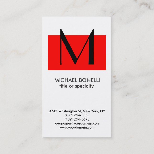Visite Monogramme tendance Rouge Blanc Simple Carte de vi (Devant)