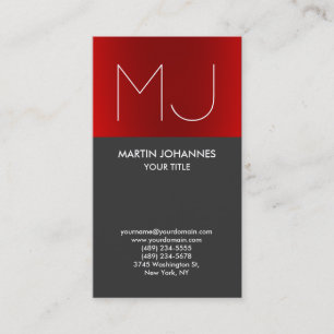Visite Monogramme Vertical Elegant Rouge Grey Carte de vi