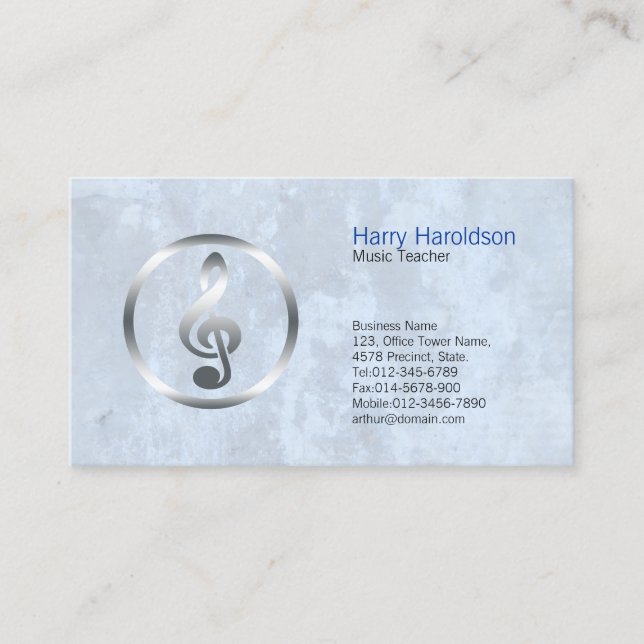Visite Music Teacher Gras Treble Clef Icon Carte de visit (Devant)