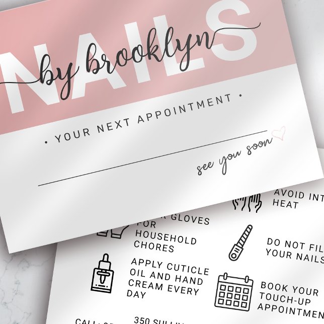 Visite Nail Tech Gel Polonais Aftercare Carte de rendez-v (Créateur téléchargé)