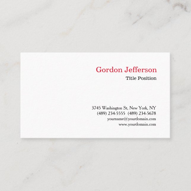 Visite Noir Rouge Blanc Professionnel Simple Carte de vis (Devant)