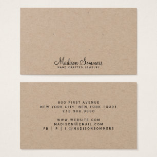 Visite Nom de script simple Kraft Earring Cartes d'affich