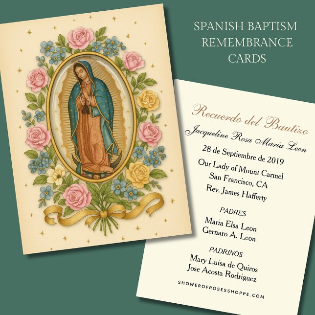 Visite Notre-Dame de Guadalupe Carte de baptême espagnole (Créateur téléchargé)