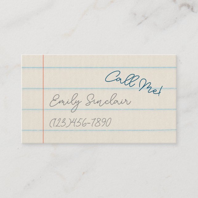Visite Numéro de téléphone Appelez-moi Carte de contact s (Devant)