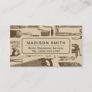 Visite Outils rustiques Carpenter Handyman Carte de visit