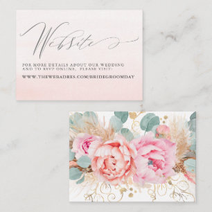 Visite Pampas Rose Floral Mariage Grass Carte de site Web