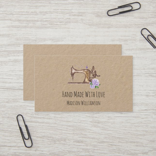 Visite Papier Kraft Fabriqué à la Main Par Carte de Visit (Devant/Arrière en situation)