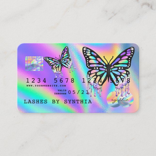 Visite Papillon Holographe Style moderne de carte de créd (Devant)