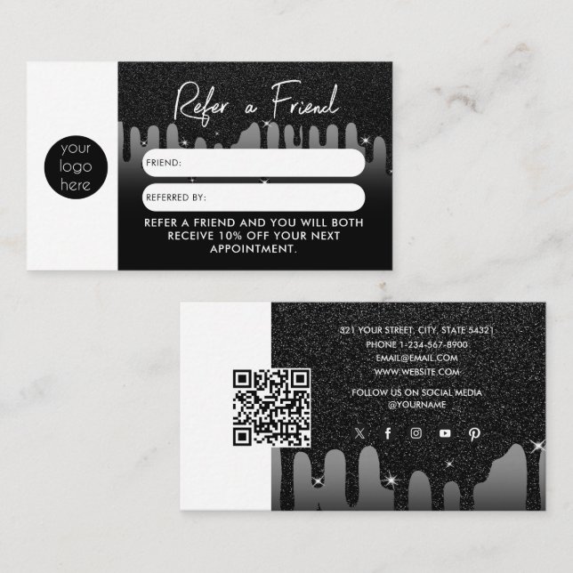 Visite Parties scintillant Affaires Référer Une Carte De  (Devant / Derrière)