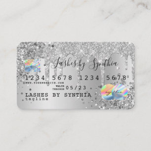 Visite Parties scintillant argent gouttes Carte de crédit