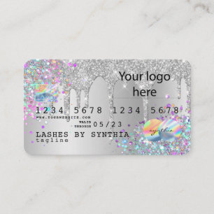 Visite Parties scintillant argent gouttes de carte de cré
