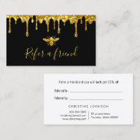 parties scintillant fausse or abeille sur carte de