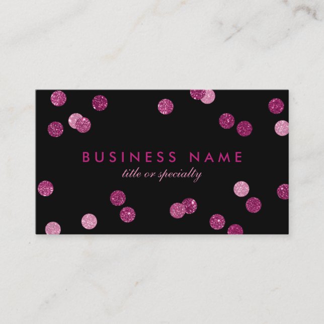 Visite Parties scintillant rose Faux Confetti Carte de vi (Devant)