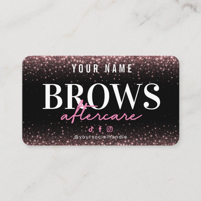 Visite Parties scintillant Rose Gold Brows carte de soins (Devant)