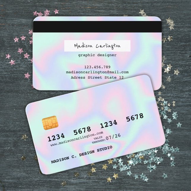 Visite Pastel Holographic Texture Style carte de crédit (Créateur téléchargé)