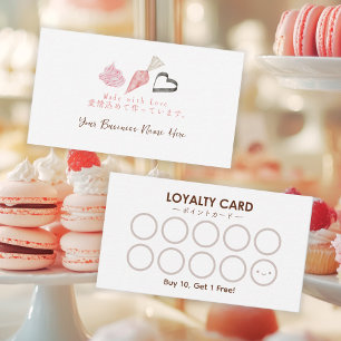 Visite Pâtisserie Chef Carte de fidélité Pink Piping Sac