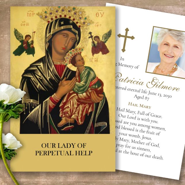 Visite Perdre Notre Dame Perpetual Aide Prière Cartes de  (catholic, religious, celebration of life, in loving memory of, prayer cards for bereavement)