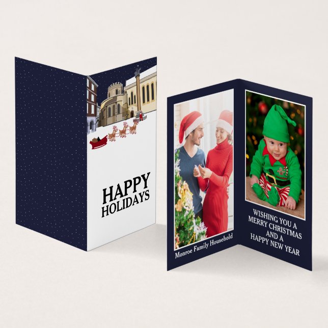 Visite Père Noël À Londres, Carte De Noël Photo Famille (Intérieur et extérieur)