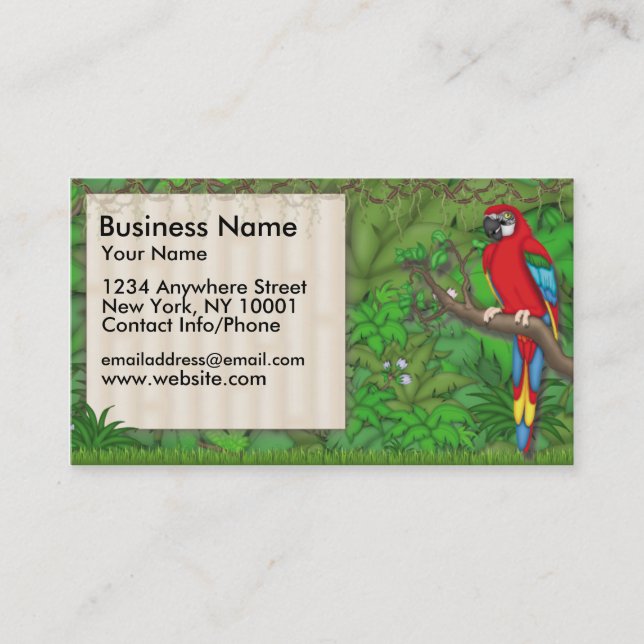 Visite Perroquet de rouge d'amusement de jungle de carte (Devant)