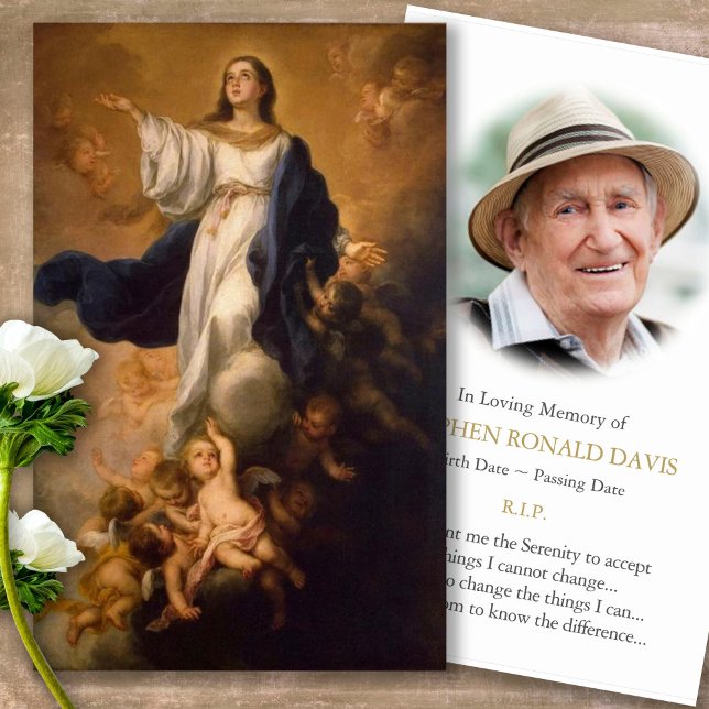 Visite Perte funéraire Assomption Marie Prière Cartes de  (catholic, religious, celebration of life, in loving memory of, prayer cards for bereavement)